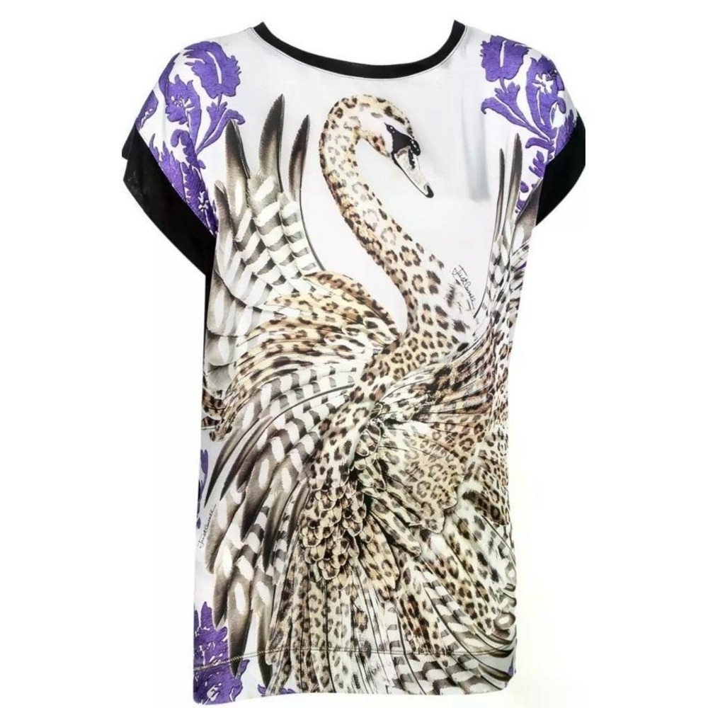 RARE Vintage Y2K Just Cavalli Swan Top Large Mob Wife By Robert Cavalli Italy